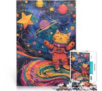 Jigsaw Puzzles for Adults 1000 Pieces Cat Astronaut in Space Schwierig Schwer Wunschliste mit dem Weihnachtsmann52x38cm
