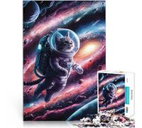 jigsaw puzzles for adults 1000 pieces Cat Astronaut Space Made of cardboard for and from 14 years and over Precision cutting Gift For Birthdays。size:26x38cm/10.24x14.96inch