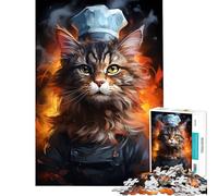 Jigsaw Puzzles for Adults 1000 Pieces Cat Chef Cooking Painting Help The Brain Exercise Tough Challenge Educational Game for Age 14+ Game (50x75cm)