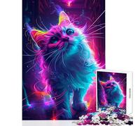 Jigsaw Puzzles for Adults 1000 Pieces Cat in Castle Rave Party Educational Toy Birthday Gift Practical Game Challenging To Complete Size 38x26cm