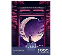 Jigsaw Puzzles for Adults 1000 Pieces Cat Moon Night Japane Adult Jigsaw Puzzle Toy Wall Decor Difficult Hard Gifts for Friends And Family 38x26cm/1000pcs