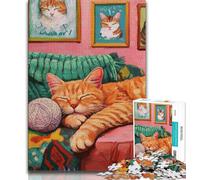 Jigsaw Puzzles for Adults 1000 Pieces Cat Playing with Ball of Yarn,Challenging Game Toys for Is Ideal As A Gift for The Whole Family 75x50cm