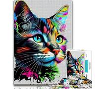 Jigsaw Puzzles for Adults 1000 Pieces Cat Pop Art Animal Face Teenager Jigsaw,Fun Present & Activity for Home,Toy for Rainy Days (size 75x50cm)