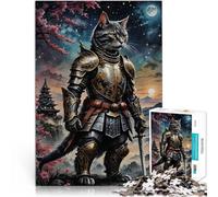 Jigsaw Puzzles for Adults 1000 Pieces Cat Samurai Japan Staycation: Zeit totschlagen Geburtstagsgeschenk, Geschenke, Wandkunst52x38cm