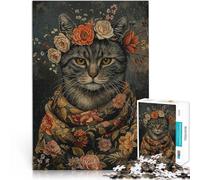 jigsaw puzzles for adults 1000 pieces Cat with Flowers Made of wood for and from 14 years and over Educational Learning Toys Family Games Birthday present。size:50x75cm/19.68x29.52inch