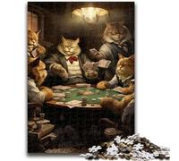 Jigsaw Puzzles for Adults 1000 Pieces Cats Play Poker Teenager Jigsaw,Interesting Stress Reduction Parent-child Interaction (75x50cm)