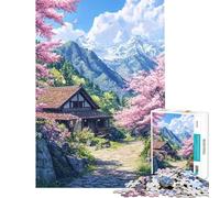 Jigsaw Puzzles for Adults 1000 Pieces Cherry Blossom Retreat- Brain Intelligence Challenge Addictive Toys Relax Games Pattern Assembly Great Gifts (size 38x26cm)