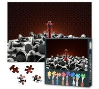 Jigsaw Puzzles for Adults 1000 Pieces Chess Composition Art with Queen Red and Gray Pawn Pictures Strategy Game Wall Decor for Game Room 27.5x19.7 Inch