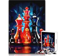 Jigsaw Puzzles for Adults 1000 Pieces Chess Pieces Abstract Digital Art Soothing And Peaceful Downtime Firm Fit Clean Cut Play Toy Size 50x75cm