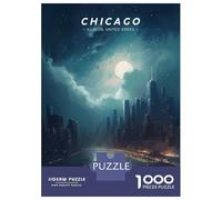 Jigsaw Puzzles for Adults 1000 Pieces Chicago Urban Skyline Puzzles for Adults Relaxing Games Birthday Present Challenging To Complete 52x38cm/1000pcs