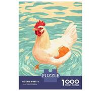 Jigsaw Puzzles for Adults 1000 Pieces Chicken Wading in Water Illustration Jigsaws for Adults Relax Games Wall Decoration Educational Challenge 52x38cm/1000pcs