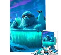 Jigsaw Puzzles for Adults 1000 Pieces Chillin' Yeti in Hot Tub Help The Brain Exercise Tough Challenge Educational Game for Age 14+ Game (50x75cm)
