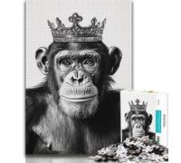 Jigsaw Puzzles for Adults 1000 Pieces Chimpanzee Wearing A Crown Adult Jigsaw,Challenging Family Activity Games DIY Toy for Home Wall Decor Gifts (size 38x26cm)