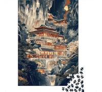 Jigsaw Puzzles for Adults 1000 Pieces Chinese Temple on Mountain Puzzles for Adults Relaxing Games Presents for Women Challenging Game Gifts 52x38cm/1000pcs