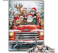 Jigsaw Puzzles for Adults 1000 Pieces Christmas Animals Stress Reliever Difficult Challenge with Matching Poster And Trivia Sheet 50x75cm