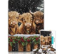 Jigsaw Puzzles for Adults 1000 Pieces Christmas Highlands Cow Adult Jigsaw,Challenging Family Activity Games DIY Toy for Home Wall Decor Gifts (size 75x50cm)