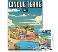 Jigsaw Puzzles for Adults 1000 Pieces Cinque Terre Italy Poster Brainteaser Family Games Learning Educational Educational Toy Size 38x26cm