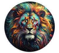 Jigsaw Puzzles for Adults 1000 Pieces Circle Puzzle with Spirit Animal Lion for Adults and Kids Cardboard Puzzle Family Activity Puzzle Size: 67.5 x 67.5 cm.