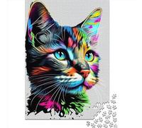 Jigsaw Puzzles for Adults 1000 Pieces Classic Cat Pop Art Animal Face 2 Wooden Puzzle Relaxing Puzzle Jigsaw Game Brain Teasers 1000pcs (75x50cm)