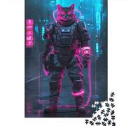 Jigsaw Puzzles for Adults 1000 Pieces Classic Cyber Warrior Cat Wooden Puzzle Relaxing Puzzle Jigsaw Game Brain Teasers 1000pcs (75x50cm)