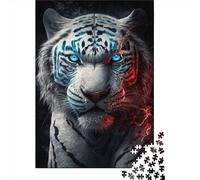 Jigsaw Puzzles for Adults 1000 Pieces Classic Danger White Tiger Paper Puzzle Relaxing Puzzle Jigsaw Game Brain Teasers 1000pcs (38x26cm)