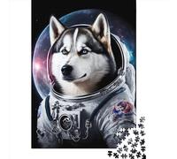 Jigsaw Puzzles for Adults 1000 Pieces Classic Siberian Husky Astronaut Paper Puzzle Relaxing Puzzle Jigsaw Game Brain Teasers 1000pcs (38x26cm)