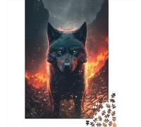 Jigsaw Puzzles for Adults 1000 Pieces Classic Wild Black Wolf Wooden Puzzle Relaxing Puzzle Jigsaw Game Brain Teasers 1000pcs (75x50cm)