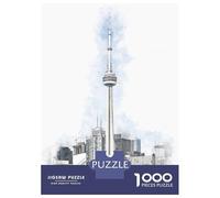 Jigsaw Puzzles for Adults 1000 Pieces CN Tower Toronto Canada Puzzle for Adults Brain Teaser Game Birthday Present Educational Challenge 38x26cm/1000pcs