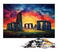 Jigsaw Puzzles for Adults 1000 Pieces Color Illustration of Stonehenge Challenging Game Toys Christmas Puzzle Presents 1000 PCS(38x26cm)