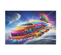 Jigsaw Puzzles for Adults 1000 Pieces Color Spaceship Wooden Puzzle Relaxing Game Brain Teasers （75×50cm）