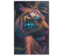 Jigsaw Puzzles for Adults 1000 Pieces Colorful Abstract Tiger Wooden Puzzle Relaxing Game Brain Teasers （78×53cm）