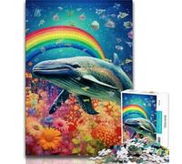 Jigsaw Puzzles for Adults 1000 Pieces Colorful Blue Whale,Educational Games Home Decoration Birthday Present,Gifts,Wall Art (75x50cm)
