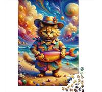 Jigsaw Puzzles for Adults 1000 Pieces Colorful Cat Fishing Puzzles for Adults Relaxing Games Presents for Women Challenging Game Gifts 38x26cm/1000pcs