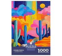 Jigsaw Puzzles for Adults 1000 Pieces Colorful Desert Cactus Art Print Adult Jigsaw Puzzle Relax Games Difficult Hard Great Gift for Gaming 52x38cm/1000pcs