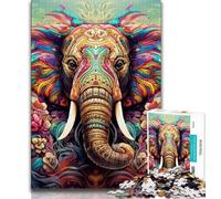 Jigsaw Puzzles for Adults 1000 Pieces Colorful Elephant Teenager Jigsaw,Interesting Stress Reduction Parent-child Interaction 26x38cm