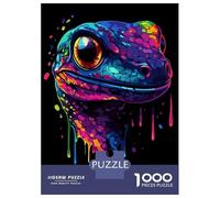 Jigsaw Puzzles for Adults 1000 Pieces Colorful Gecko - Neon Geck Jigsaw Puzzle Relaxing Games Precision Cutting Unique Birthday And Xmas Gifts 38x26cm/1000pcs