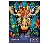Jigsaw Puzzles for Adults 1000 Pieces Colorful Giraffe Stained Glass Art Jigsaw Puzzle Relaxing Games Difficult Hard Challenging To Complete 70x50cm/1000pcs