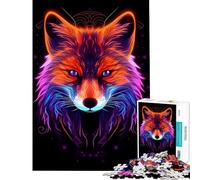 Jigsaw Puzzles for Adults 1000 Pieces Colorful Neon Fox Jigsaw 1000 Piece Toy Wall Decor Birthday Present Deal As Gifts for The Whole Family (38x26cm)