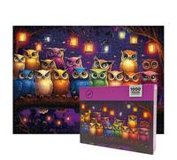 Jigsaw Puzzles for Adults 1000 Pieces, Colorful Night Owls Puzzle, Whimsical Lantern Forest Owl Jigsaw for Animal Lovers, Mindful Relaxation & Whimsical Wall Art Decor, Owl Art Puzzle Gift