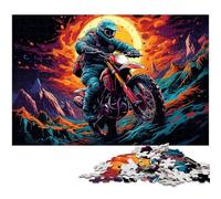 Jigsaw Puzzles for Adults 1000 Pieces Colorful Psychedelia for Moon Bike Astronaut Challenging Game Toys Christmas Puzzle Presents 1000pcs(75x50cm)
