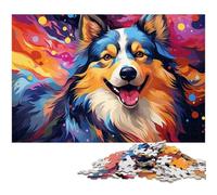 Jigsaw Puzzles for Adults 1000 Pieces Colorful Psychedelic Finnish Lapphund Challenging Game Toys Christmas Puzzle Presents 1000 PCS(75x50cm)