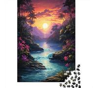 Jigsaw Puzzles for Adults 1000 Pieces Colorful Psychedelic Seaside Paradise Wooden Jigsaw Puzzle Educational Puzzle Family Game for Teenager Birthday 1000pcs (75x50cm)