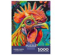 Jigsaw Puzzles for Adults 1000 Pieces Colorful Rooster Portrait Jigsaw Puzzle Relaxing Games Difficult Hard Challenging To Complete 52x38cm/1000pcs