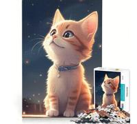 Jigsaw Puzzles for Adults 1000 Pieces Comic Cat At Night, Educational Games, Precision Cutting, Artists' Collection, Fine Arts 38x26cm