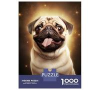 Jigsaw Puzzles for Adults 1000 Pieces Comical Pug Puzzle for Adults Brain Teaser Game Birthday Present Educational Challenge 52x38cm/1000pcs