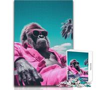 Jigsaw Puzzles for Adults 1000 Pieces Cool Gorilla Sunglasses Impossible Game Precision Cutting Secret Santa Gifts Size 50x75cm