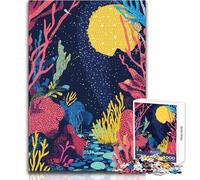 Jigsaw Puzzles for Adults 1000 Pieces Coral Reef Night Abstract Minimalist Art Illustration Brainteaser Family Games Learning Educational Educational Toy Size 38x26cm