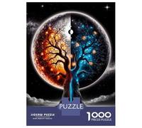 Jigsaw Puzzles for Adults 1000 Pieces Cosmic Tree of Fire And Ice Jigsaw Puzzle Relaxing Games Precision Cutting Unique Birthday And Xmas Gifts 38x26cm/1000pcs