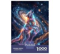 Jigsaw Puzzles for Adults 1000 Pieces Cosmic Wolf Howling at The Moon Jigsaw for Adults Family Game Staycation Kill Time Great Gift for Gaming 52x38cm/1000pcs