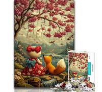 Jigsaw Puzzles for Adults 1000 Pieces Couple Foxes Puzzles for Adults,Stress Reliever Staycation Kill Time Enhance Love between Couples (size 75x50cm)